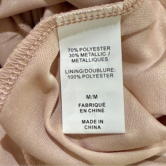 NWT Le Château Metallic Printed Puff Sleeve Fit & Flare Mini Dress, Size M, Pink - Picture 14 of 17